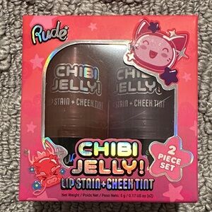 RUDE Chibi Jelly Lip Stain & Cheek Tint Set - Pink Packaging